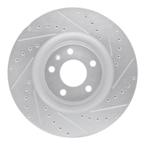 Audi S4 Brake Rotor (1) - Front Right - R1 Concepts - Drilled & Slotted - Silver - `04-`09 Audi S4 Brake Rotor (1) - Front Right - R1 Concepts - Drilled & Slotted - Silver - `04-`09
